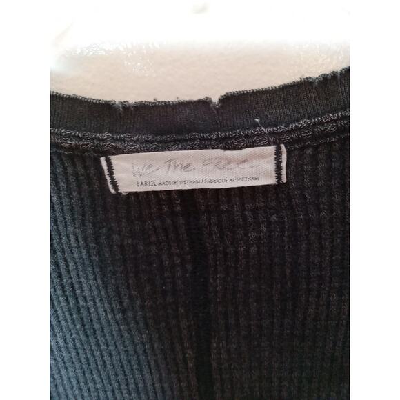 WE THE FREE (Size L) Dark Gray Shirt Slouchy Dolman Long Sleeve Waffle Knit Top - Picture 2 of 8